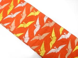 アンティーク　群鶴に笠松模様織り出し子供帯（材料）